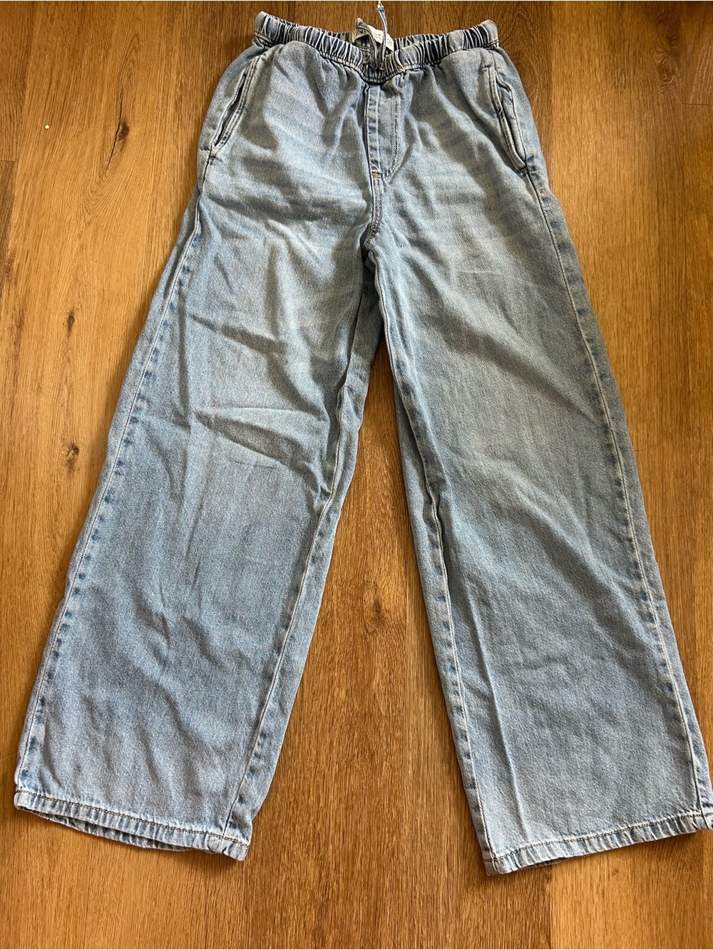 Zara Light Blue Drawstring Denim Pants